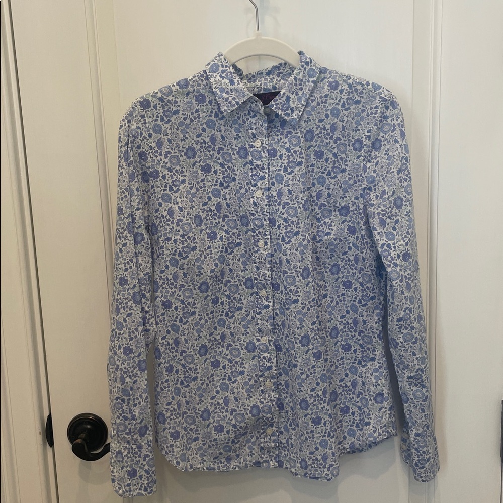 J. Crew Blue and White Floral Shirt